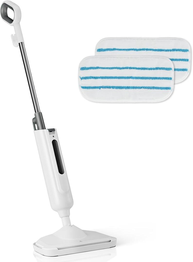 Sweetcrispy Steam Mop for Floor Cleaning,Lightweight Floor Steamer Cleaner for Hardwood/Tile/Laminate Floors Carpet, 2 Washable Pad,White and Grey (43.31*5.7*11.6inch)