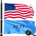 20FT Telescopic Flag Pole Kit: Extra Thick Telescoping Flag Poles, Black Heavy Duty Flag Poles for Outside House Inground with 3x5 American Flag