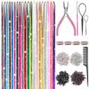 Hair Tinsel - 20 Colors Hair Tinsel Kit - 8000 Strands 48 Inch Glitter Tinsel Hair Extensions with Tools - Heat Resistant Sparkling Fairy Hair Accessories for Girls & Women