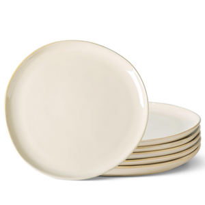 AmorArc Ceramic Dinner Plates Set of 6, 10.5 Inch Handmade Reactive Glaze Stoneware Plates, Rustic Shape Dinnerware Dish Set for Kitchen, Microwave & Dishwasher Safe, Scratch Resistant