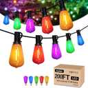Achin Multicolor Outdoor String Lights 200FT(100ft*2), Colored Patio Lights Waterproof with 100+5 ST38 Vintage LED Bulbs Shatterproof, Rainbow String Lights for Outside Yard, Party, Christmas