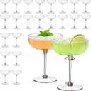 CALBODE 24Pcs Plastic Martini Glasses Disposable 7oz Plasitc Coupe Glasses Petal Shape Detachable Cocktail Glassware Set Unbreakable dessert Cups for Engagement Wedding Birthday Spring Party (Clear)