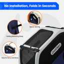 Collapsible Dog Crate for Travel, Portable Pet Crate for Small & Large Dogs, Soft-Sided Car Kennel with Heavy-Duty Metal Frame, Mesh Windows, Feeding/Comfort Access for Backseat Trunk Blue