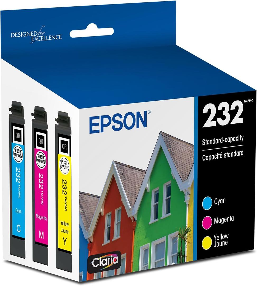 Epson 232 Claria Ink Standard Capacity Color Combo Pack (T232520-S) Works with Workforce WF-2930, 2950 and Expression XP-4200, 4205
