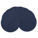 SHACOS Round Placemats Set of 8 Washable 15 inch Round Table Mats Cotton Polyester Woven Braided Place Mats for Dining Table, Navy
