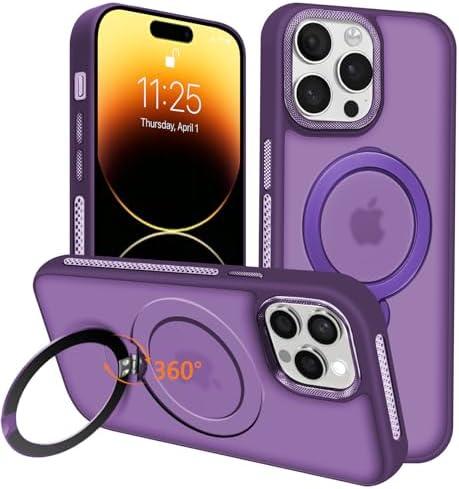 Ankceed for iPhone 14 Pro Max Case, Compatible with 360° Spin Magnetic Stand, Compatible with MagSafe, Military Drop Protection, Anti-Scratch Shockproof Protective Cover 6.7 Inch, Purple