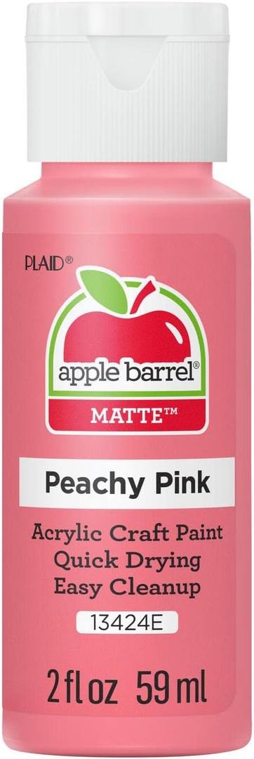 Apple Barrel Acrylic Paint, Peachy Pink 2 fl oz Classic Matte Acrylic Paint For Easy To Apply DIY Arts And Crafts, Art Supplies With A Matte Finish- Pack of 1
