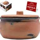 Hakan Efes Clay Pot with Cover, JUMBO 5.7 Quarts Clay Pot for Cooking, Unglazed Twice Baked Terracotta Traditional Moroccan Roaster Casserole for Stovetop, Earthenware with Lid, 182.6 oz (5.4 L) (Jumbo - 5.7 Quarts (5.4 lt))
