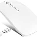 Wireless Mouse for MacBook Air iPad Pro PC Laptop, Bluetooth Rechargeable Computer Mice with Jiggler Mode, Silent 3 Mode (BT 5.2/3.0 & USB-A/USB-C Receiver) Type-C Slim Travel Mouse, White