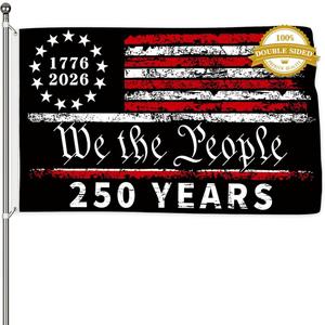 Probsin 250 Anniversary Flag 3x5 Ft Double Sided 3 Ply 250 Years of Freedom We The People 1776-2026 Patriotic Signs Hanging Decor for Room House Welcome Photo Backdrop with Brass Grommets