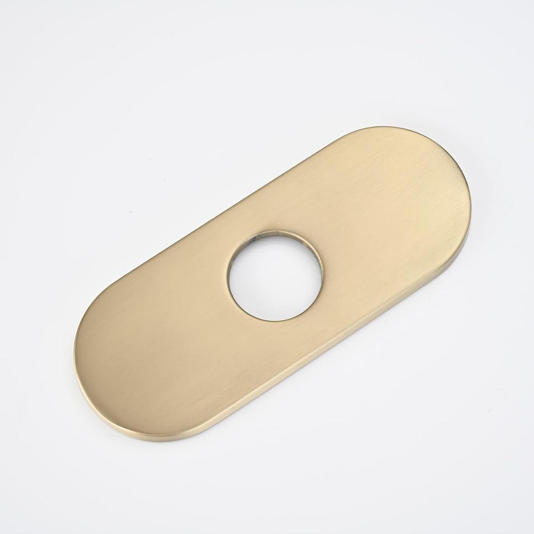 6 Inch Faucet Deck Plate for Bathroom Sink - Universal Fit for 1 Hole or 3 Hole 4 Inch Centerset Basins - Escutcheon Faucet Plate - Stainless Steel Faucet Hole Cover(Brushed Gold)