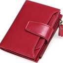 FALAN MULE Small Wallet for Women Leather Bifold Compact RFID Blocking Small Womens Wallet Purse (Bright Red)