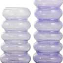 Deco 79 Glass Decorative Vase Bubble Centerpiece Vases, Set of 2 Flower Vases for Home Decoration 13", 11" H, Purple