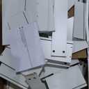 Makeup Vanity Desk with Smart LED Mirror & Charging Station, 35.4" White Vanity Table Set with Cushioned Stool, 4 Drawers & Hairdryer Rack, Modern Bedroom Dressing Table-White