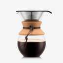 BODUM 34oz Pour over Glass Coffee Dripper w/ Reusable Stainless Steel Filter, Brown, Cork