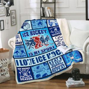 Ice Hockey Gifts, Ice Hockey Blanket for Boys Men, Gifts for Ice Hockey Player, Winter Gifts for Hockey Lovers Kids Coach, Hockey Theme Birthday Party Favors, Soft Blanket for Couch Bed 50"x60"