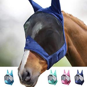 Harrison Howard CareMaster Pro Luminous Horse Fly Mask Large Eye Space Standard with Ears UV Protection for Horse Navy XL Extra Full