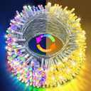 KNONEW 1000 LED 403FT Christmas Lights Outdoor Clear Wire Color Changing String Lights with 11 Modes & Timer Dimmable Fairy Light for Xmas Tree Roof Yard Wedding Decorations(Warm White to Multicolor)