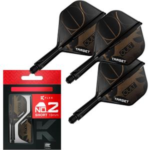 Target Darts K-Flex Cult Dart Flights & Shafts, No.2/No.6 | Pack of 3 Kflex Integrated Flight & Shaft System, All in One Moulded Stem 