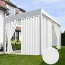 HolidayIdeas 4 Panels Linen Outdoor Curtains for Patio Waterproof White Curtains 84 Inch Length Set-Wide Curtains Weatherproof, Privacy, Textured for Pergola, Porch, Gazebo-110 Wide x 84" Long
