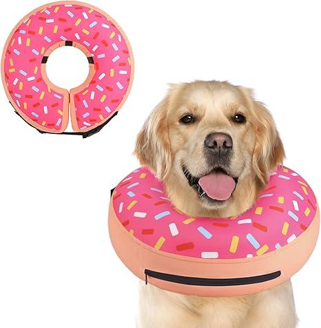 Inflatable Dog Cone Collar Alternative After Surgery, Doggie Neck Donut Collar Recovery ECollar, Soft Dog Cone for Small Medium Large Dogs