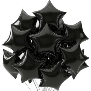TONIFUL 15Pcs 18 Inch Large Black Star Shape Foil Balloons Big Black Stars Helium Mylar Ballons for Birthday Wedding Baby Shower Anniversary Engagement Party Decorations Supplies