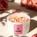 AOOVOO Rose Scented Candles for Women - 20oz 3 Wick Soy Candles for Home Scented, Aromatherapy Candle with Crystals Inside, Birthday Gifts Valentines Day Candle for Women Mom