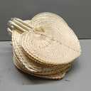 BBTO 32 Pieces Woven Bamboo Fans Handmade Hand Weaving Handheld Natural Raffia Hand Fans Bulk for Indoor Outdoor Summer Cooling Supplies Farmhouse Wall Decor Wedding Party Favors