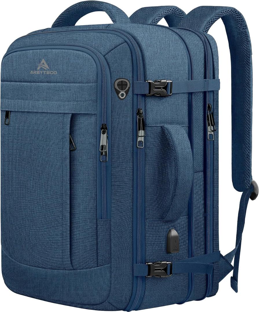 AREYTECO 50L 60L Travel Backpack, Carry On Backpack 50L Expandable Extra Large Travel Backpack