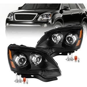 Headlights Assembly Compatible with 2007-2012 GMC Acadia OE Style Headlamps with Bulbs Pair Black Housing Replacement Driver & Passenger Side NOT FIT HID