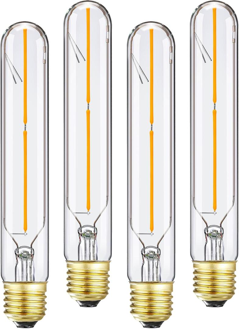 Tubular E26 LED Bulb 4W Equal 40 Watt Warm White 2700K E26 Edison AC120V 400lm Tube T9 T10 LED Light Bulb for Rustic Pendant,Chandeliers,Wall sconces 4Pack