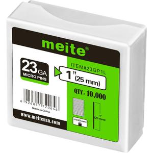 meite 23 Gauge Pin Nails, 1-Inch Micro Headless Piner Nails - Galvanized 23GA Pins Nails for Nail Gun, Ideal for Fine Woodworking and Trim Work (10,000 Counts)