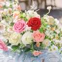 MACTING Artificial Rose Flowers 30PCS Fake Flowers with Stem Real Touch Soft Foam Rose for Valentines Day Gifts Wedding Bouquet Baby Shower Table Centerpieces Spring Decorations,Gradual Red Series