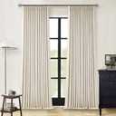 Cream Beige Linen Blackout Curtains Pinch Pleated 102 Inches Long for Bedroom Memory Shape Back Tab Flax Linen Curtains Blackout Farmhouse Full Light Blocking Thermal Insulated Drapes 2 Panels Set