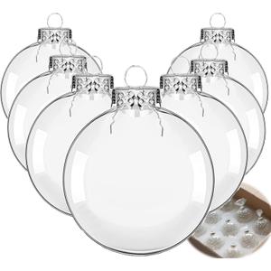 Clear Glass Christmas Ornaments, 3.15 inch DIY Christmas Ornaments Balls, Glass Ornaments for Crafts Fillable - 12 PCS
