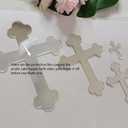 10pcs Acrylic Baptism Cross Cake Topper, Mirror Cross Cake Decor, Gold Holy Communion (4'', Silver Mirror)