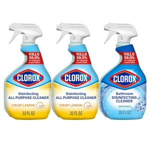 Clorox Disinfecting All-Purpose Cleaner 32 Oz and Disinfecting Bathroom Cleaner, Household Essentials, 30 Oz, Pack of 3
