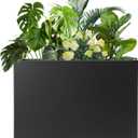 Rectangular Planters, Tall Outdoor Planter Box for Outdoor Plants,36x10x28Inch Tall Metal Divider Planter Box with Intermediate Shelf, Metal Planter Box Steel Planter for Porch, Garden, Office (Black)