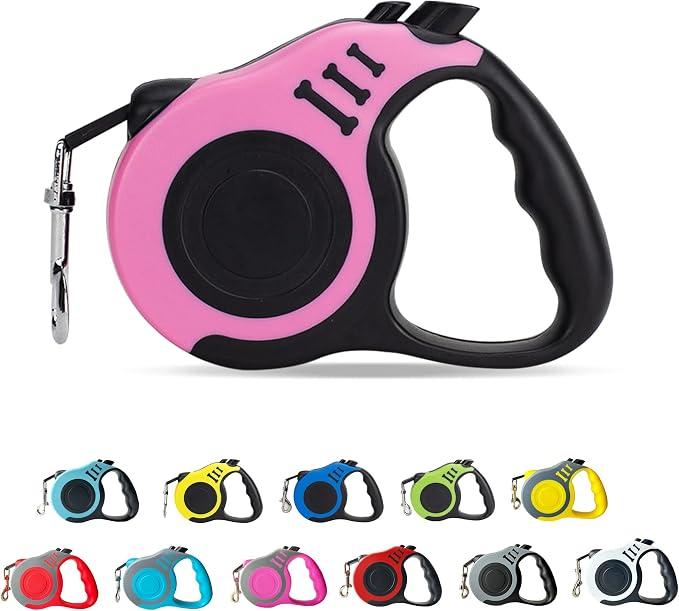 LIEVUIKEN Retractable Dog Leash Automatic Telescopic Tractor Dog Tape | Pet Tape 16 FT Durable and Convenient, with Non-Slip Handle, Suitable for Small and Medium-Sized Dogs, Pink