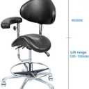 BONEW Global-Dental Saddle Shape Stool with Backrest PU Leather Chair Ergonomic Adjustable Swivel Saddle Chair