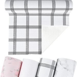 Non-Adhesive Shelf and Drawer Liner for Kitchen Cabinets, 12 in x 20FT Strong Non-Slip Cabinet Liners for Shelves, Refrigerator, Pantry Storage, Bathroom Closet, Easy to Clean & Cut,Stripes