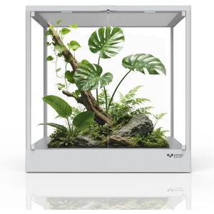 Reptile Glass Terrarium 24"x18"x24" 45 Gallon Knock-Down Dual-Locking Security Mesh Ventilation Durable Aluminum Frame Modern Design