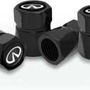 4Pcs Automobile Tire Valve Stem Covers, for Infiniti QX50 Q50 Q70 Q70L Q60 QX30 QX60 QX80 Series Stem Cap Universal Car Valve Cover Decorative Accessories Black
