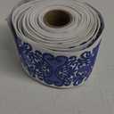 Reliant Ribbon 93861W-685-10F Regal Filigree Printed Dupioni Wired Edge Ribbon, 4 Inch X 10 Yards, White/Blue