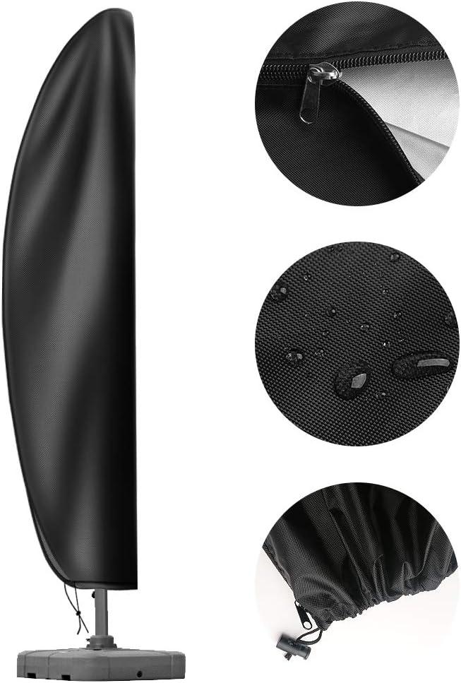 Patio Umbrella Cover for Outdoor  Heavy Duty 420D Oxford Fabric with Pole & Zipper, Easy Install  Waterproof, UV Resistant, Prevents Fading & Rips  Fits 914ft Cantilever & Offset Umbrellas Black