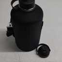 BUZIO 1 Gallon Water Jug with Straw Handle Lid, 128oz Water Bottle Stainless Steel Double Wall Hydro Jug 18/8 Food Grade Thermo Mug Keep Cold 48H & Hot 24H, Black