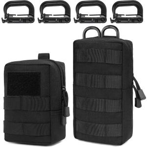 MUCHER 2 Pack Molle Pouches Tactical Pouches EDC Pouch Organizer Molle Bag Utility Pouch with 4 Carabiners for Outdoor Hiking Hunting Camping Training