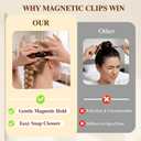 2-Pack Smart Magnetic Hair Clip Set for Women, Strong Hold Prevents Slipping, No-Crease Design for Daily Styling, Suitable for All Hair Types (Leopard Print & Black)