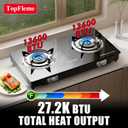 2 Burner Propane Stove 27,200 BTU High-Efficiency Tempered Glass Auto-Ignition Gas Burner Stove Top with CSA Hose for Outdoor RV Camping Emergency Cooking