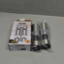 SIMPLETASTE Electric Salt and Pepper Grinder Set Automatic One Handed, Stainless Mill Shakers with Lights and Adjustable Coarseness, Battery Operated (Set of two, Silver)